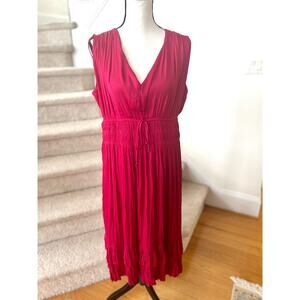 NWT White House Black Market Pink Satin Sleeveless Pleated Midi Dress